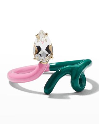 Rock Crystal Vine Ring with Two-Tone Enamel