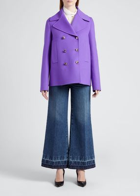 Rockstud Button Double-Breasted Wool Coat