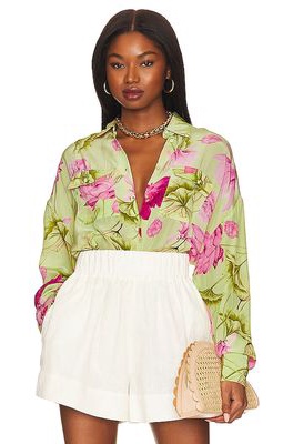 ROCOCO SAND Ren Button Up Top in Green