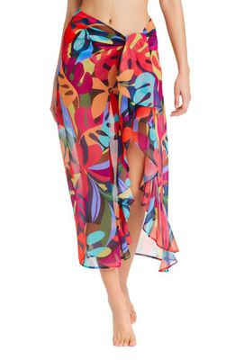 Rod Beattie Bold Rush Chiffon Cover-Up Sarong in Coral Multi
