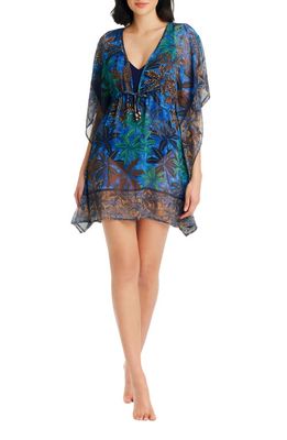 Rod Beattie By the Sea Chiffon Cover-Up Caftan in Navy Multi