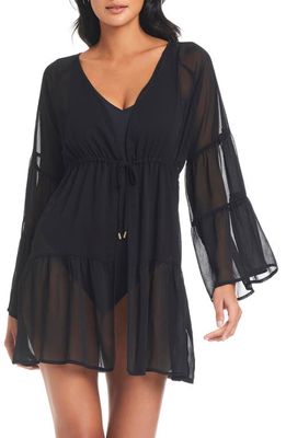 Rod Beattie Gypset Long Sleeve Chiffon Cover-Up Dress in Black