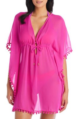 Rod Beattie Pompom Cover-Up Caftan in Punch