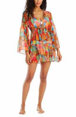 Rod Beattie The Heat Is On Long Sleeve Cover-Up Dress in Pink Multi