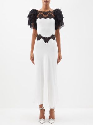 Rodarte - Lace-trim Silk-satin Dress - Womens - White Black