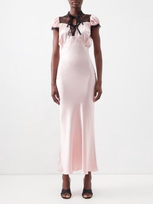 Rodarte - Lace-trimmed Silk-satin Slip Dress - Womens - Pink
