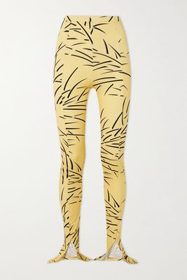 Rodarte - Printed Stretch-crepe Leggings - Yellow