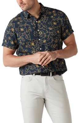 Rodd & Gunn Big Glory Bay Floral Short Sleeve Linen Button-Up Shirt in Lemon