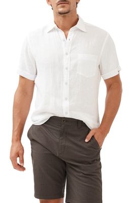 Rodd & Gunn Ellerslie Short Sleeve Linen Button-Up Shirt in Snow