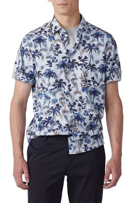 Rodd & Gunn Ermedale Print Cotton Short Sleeve Button-Up Shirt in Sky