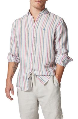 Rodd & Gunn Gimmerburn Stripe Linen Button-Up Shirt in Snow