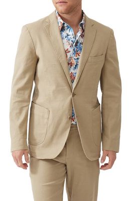 Rodd & Gunn Golden Court Linen & Cotton Sport Coat in Khaki at Nordstrom, Size Xx-Large