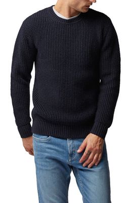 Rodd & Gunn Huntly West Waffle Knit Cotton Blend Crewneck Sweater in Midnight
