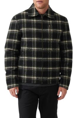 Rodd & Gunn Iverness Plaid Wool Blend Zip-Up Shirt Jacket in Onyx