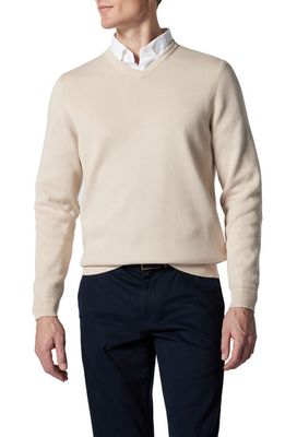 Rodd & Gunn Kelvin Grove Solid Supima Cotton V-Neck Sweater in Ecru