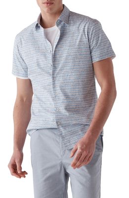 Rodd & Gunn Kirkwood Sports Fit Geo Print Short Sleeve Button-Up Shirt in Sea Blue