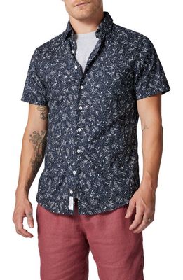 Rodd & Gunn Owen River Leaf Print Short Sleeve Button-Up Shirt in Navy