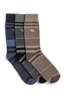 Rodd & Gunn Stirling Stripe Assorted 3-Pack Cotton Blend Crew Socks in Blue Assorted