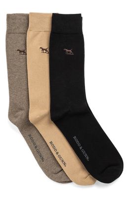Rodd & Gunn Three on a Tree Assorted 3-Pack Cotton Blend Crew Socks in Brown Assorted