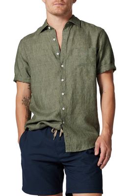 Rodd & Gunn Waiheke Original Fit Short Sleeve Linen Button-Up Shirt in Kelp