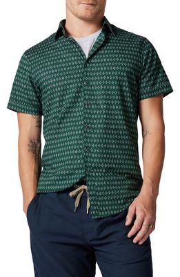 Rodd & Gunn Warring Taylor Sports Fit Foulard Print Short Sleeve Cotton Button-Up Shirt in Emerald