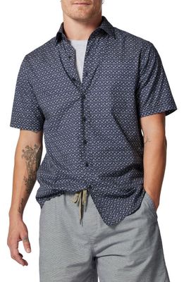 Rodd & Gunn West Welton Original Fit Print Short Sleeve Cotton Button-Up Shirt in Navy