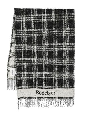 Rodebjer check-pattern fringed scarf - Black