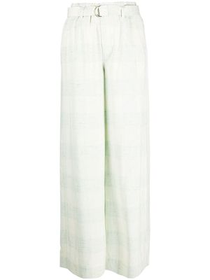 Rodebjer checked belted palazzo trousers - Green