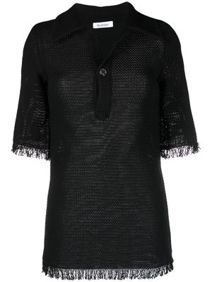 Rodebjer crochet-knit polo shirt - Black