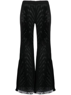 Rodebjer crochet knit wide-leg trousers - Black