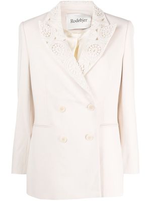 Rodebjer double-breasted crochet blazer - Neutrals