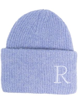 Rodebjer embroidered-logo knitted beanie - Blue