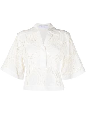 Rodebjer eyelet-detail puff-sleeve blouse - White