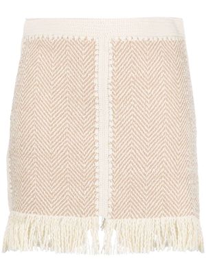 Rodebjer fringe-detail knitted skirt - Brown