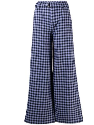 Rodebjer gingham-check wide-leg trousers - Purple