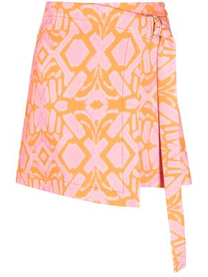 Rodebjer graphic-print asymmetric cotton skirt - Orange