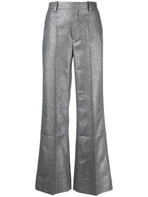 Rodebjer high-waisted glitter flared trousers - Silver