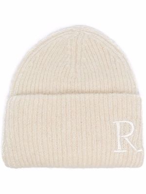 Rodebjer knitted logo beanie hat - White