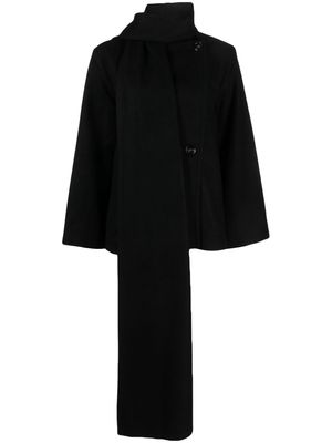 Rodebjer scarf-detail buttoned coat - Black