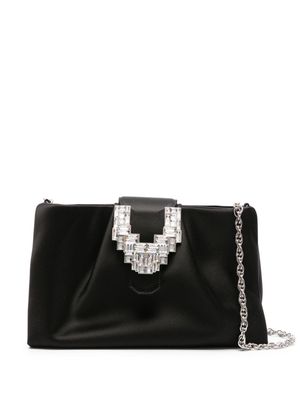 Rodo Colette decorative-buckle satin crossbody bag - Black