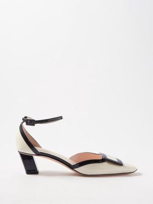 Roger Vivier - Belle 45 Patent-leather Pumps - Womens - Black White