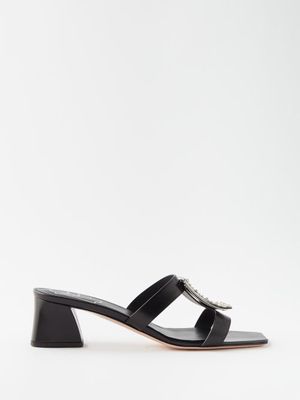 Roger Vivier - Bikiviv 45 Crystal-embellished Leather Sandals - Womens - Black