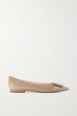 Roger Vivier - Gommettine Patent-leather Point-toe Flats - Brown