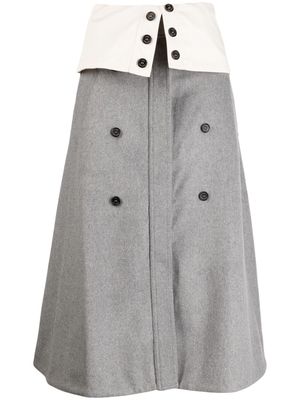 Rokh A-line wool-blend midi skirt - Grey