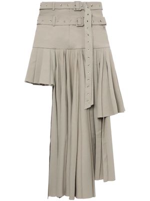 Rokh asymmetric-design pleated skirt - Neutrals