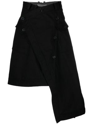Rokh asymmetric front button skirt - Black