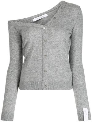 Rokh asymmetric-neck buttoned cardigan - Grey