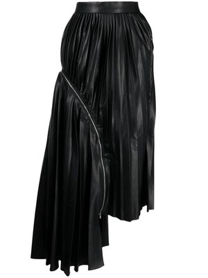 Rokh asymmetric pleated midi skirt - Black