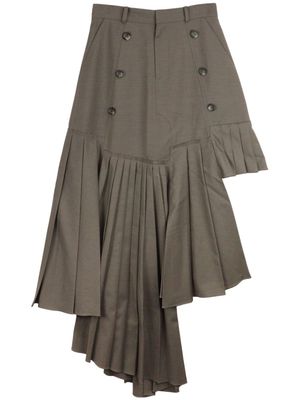 Rokh asymmetric pleated skirt - Brown