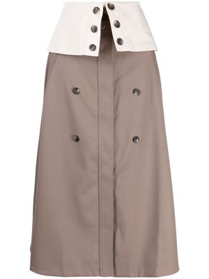 Rokh button-flap midi skirt - Brown